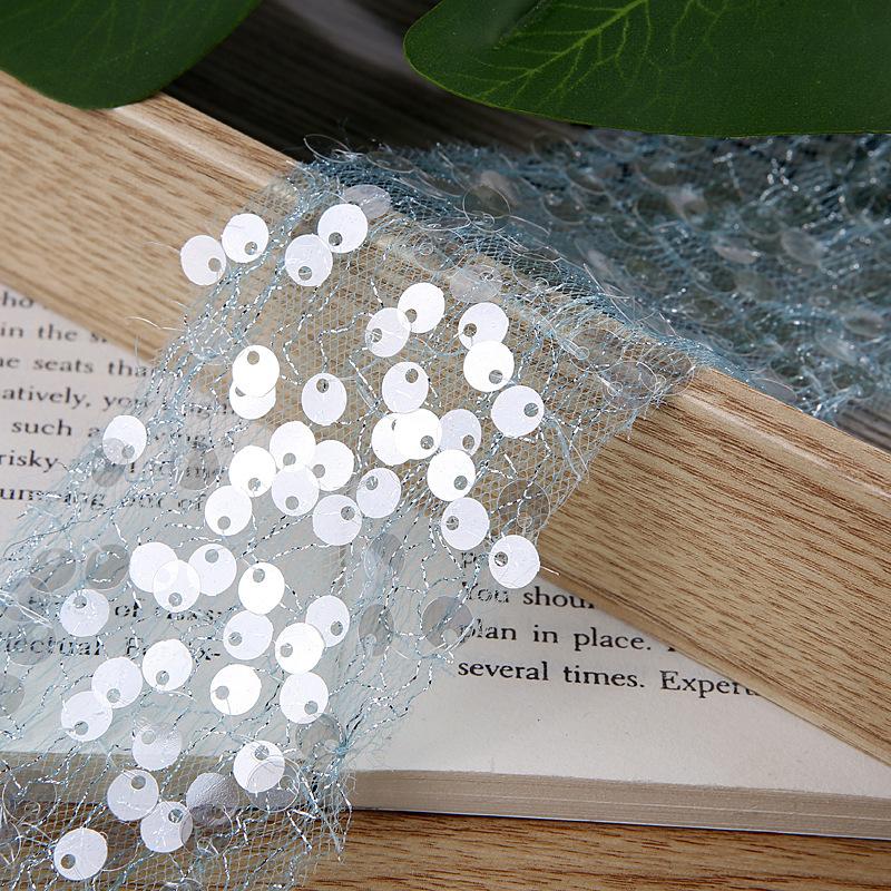 5Yards 50mm Sequin Tulle Ribbon with Silver Wire for Clothing Sewing DIY Hair Bows Hat Decor Craft Accessories Chiffon Ribbon