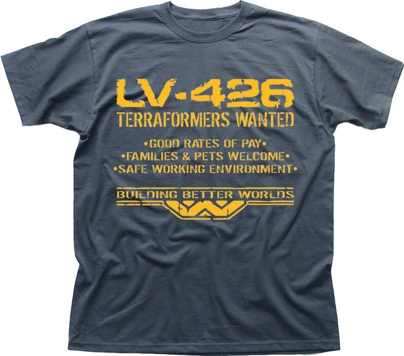 LV426 Terraformers wanted WEYLAND  ALIENS PROMETHEUS charcoal t-shirt OZ9493 2XL