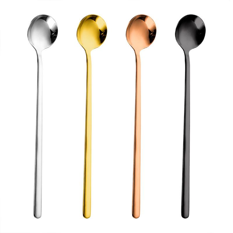 304 Stainless Steel Teaspoon Coffee Dessert Spoons With Long Handle Ice Cream Flatware