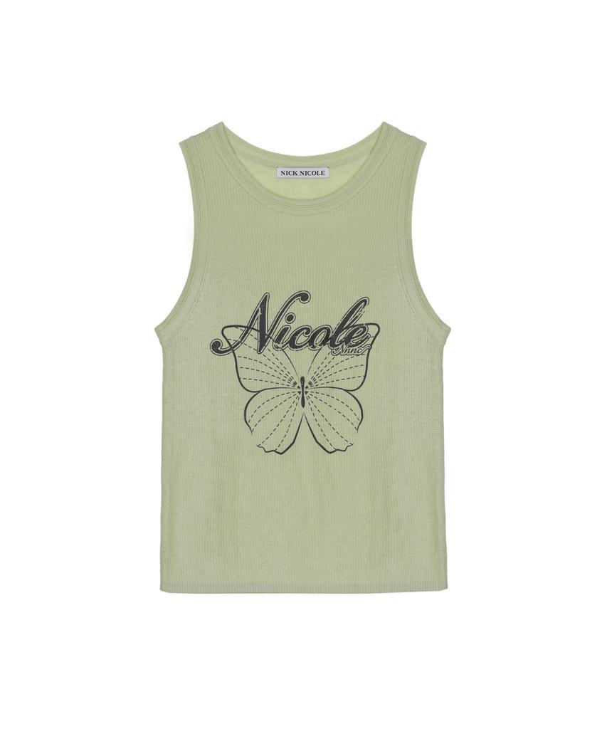 Nigaennikol Nicole Butterfly Sleeveless Top_Light Green