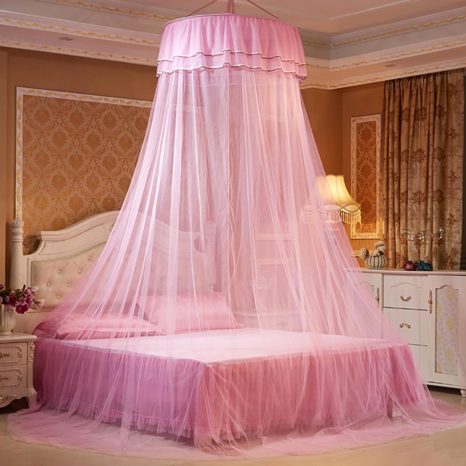 

Breathable Round Canopy Lace Princess Style Mosquito Net Bed Curtain Netting Pinkish