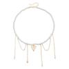Charm Temperament Baroque Pearl Beaded Choker Gold Color Heart Pendant Pearl Tassel Chain Necklace for Women Women Party Jewelry