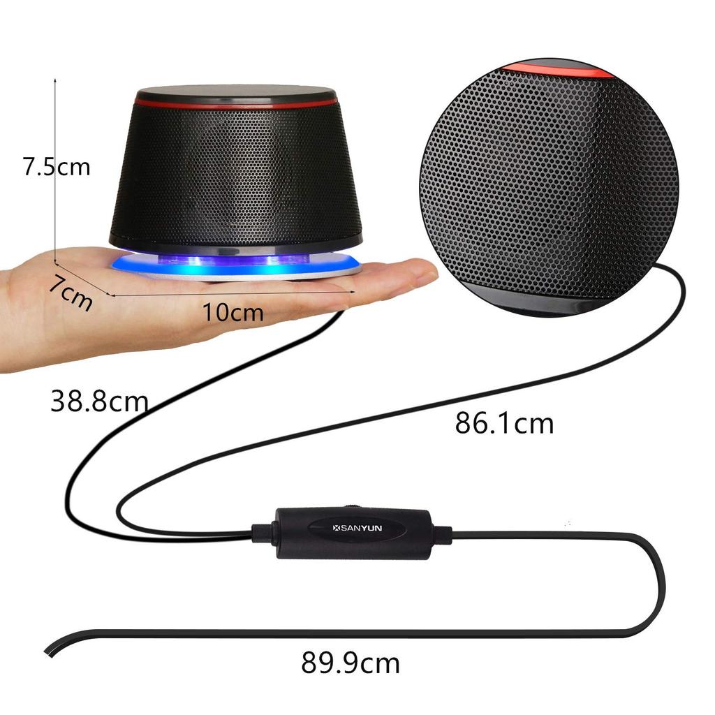 Haut-parleurs PC Sanyun SW102, 5 W x 2, Son de haute qualité, Basses profondes, Volume élevé, Sortie puissante, Entrée 3,5 mm, Alimentation USB, Compatibles avec iPhone et