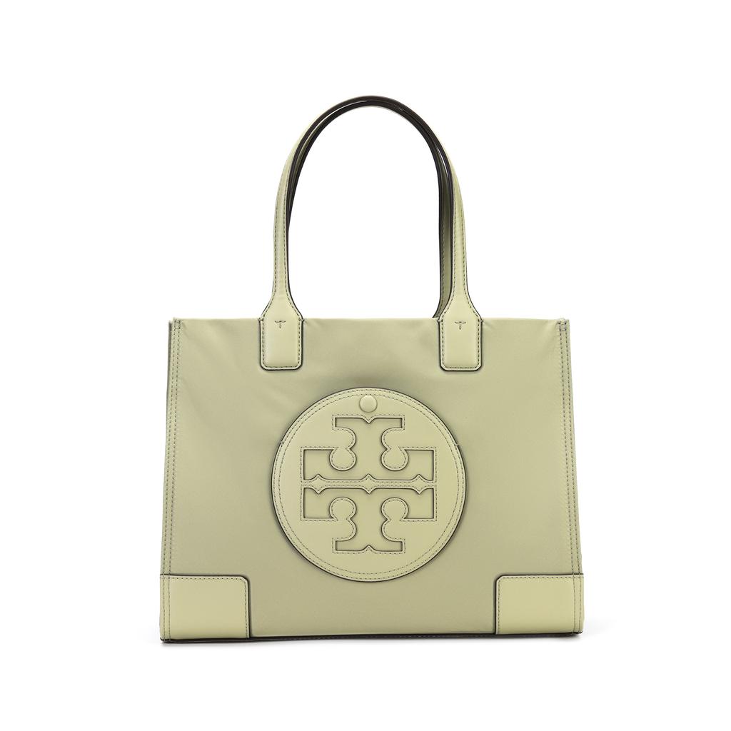 Tory Burch Ella Double T Logo Lightweight Magnetic Snap Closure Fabric And Synthetic Leather Tote Bag Women Tote Bags Olive-Green 88578-300