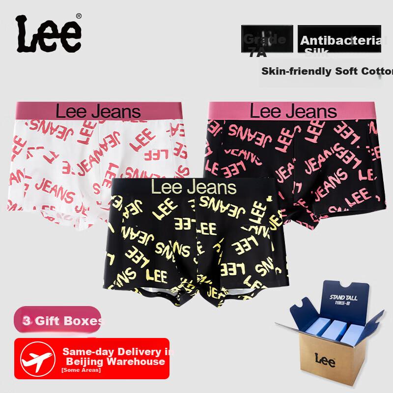 Lee [50s Combed Cotton] Men's Underwear, Pure Cotton 7A Antibacterial, Naked-Feel High-End Boxer Briefs for Me