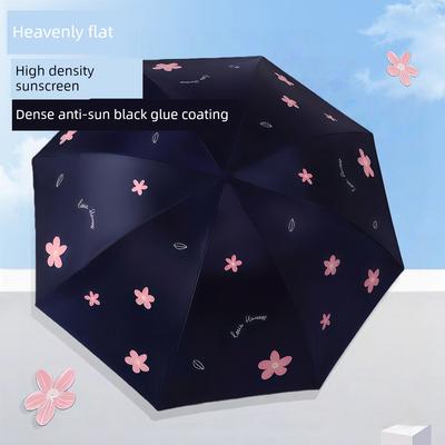 Paradise Umbrella, Dual-Use for Rain and Sun, Sun Protection Umbrella, Black Coating, Lightweight, Portable, Uv-Resistant, Foldable, Durable, for