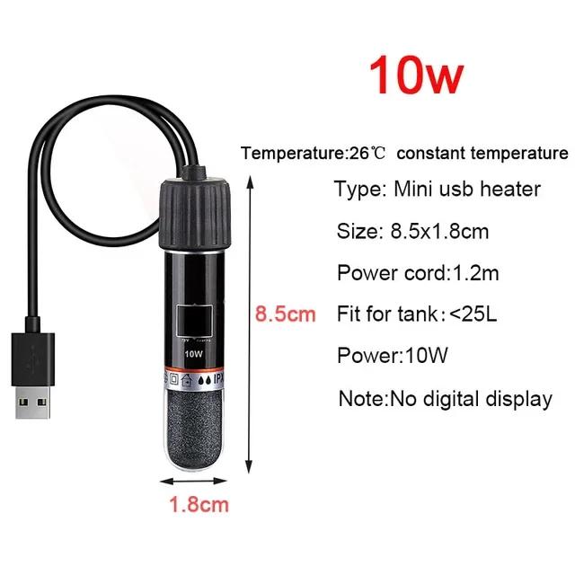 USB Mini Aquarium heating rod for Small Fish Tank Constant Temperature Aquarium Heater Submersible Thermostat Heater 10W