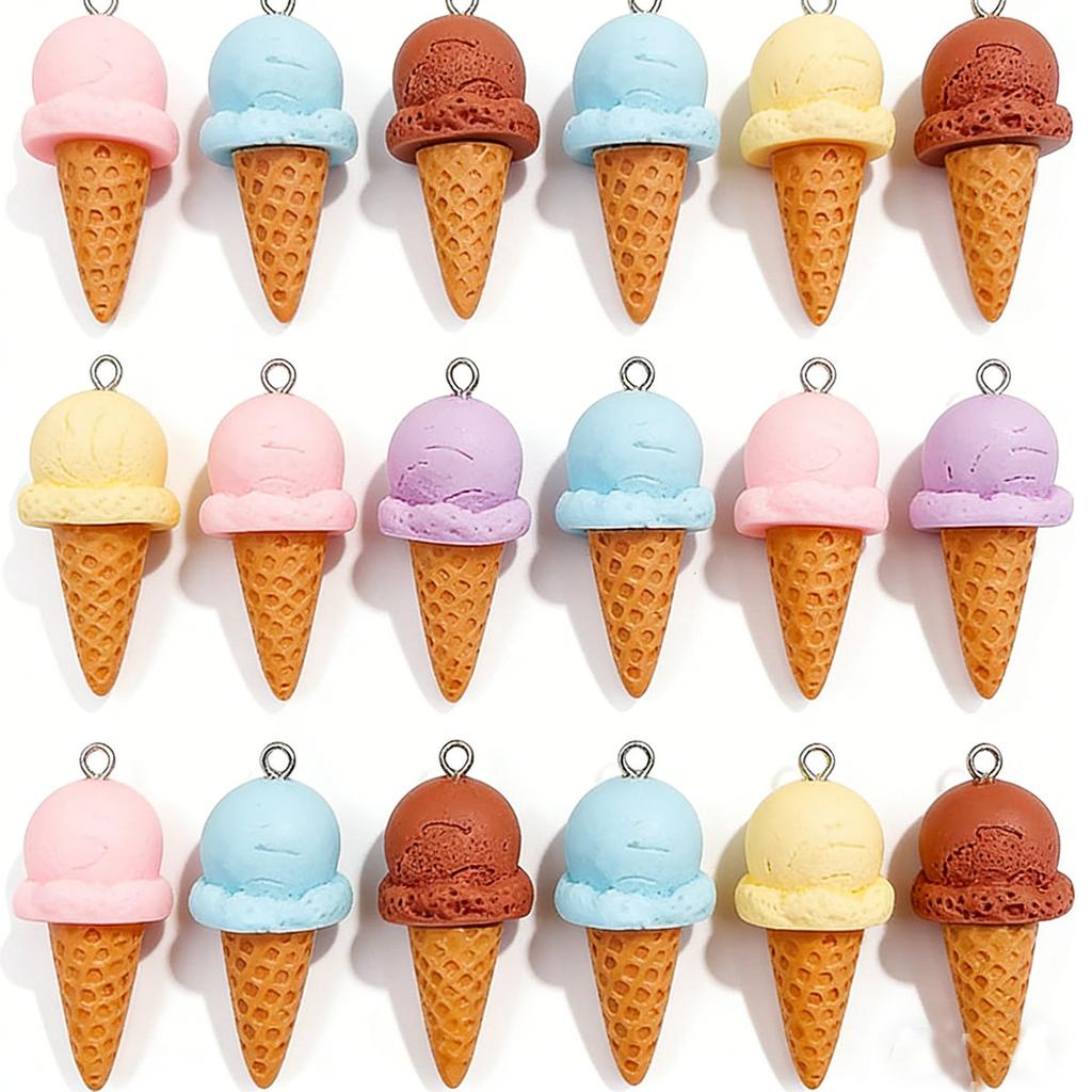 10Pcs 17*37Mm Colorful Resin Ice Cream Cone Charm Pendants For Diy Bracelet Necklace Earrings Jewelry Making Accessories