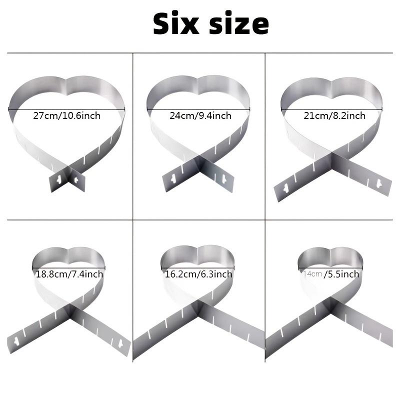 1 Stück verstellbare Kuchenform, Fondant-Gebäckform, Herzform, Edelstahl, Mousse, Backen, Pizzaring, Kuchendekorationswerkzeuge, 5,5 Zoll - 10,6 Zoll