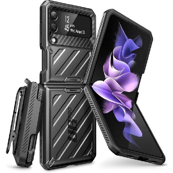 

SUPCASE для Samsung Samsung Galaxy Z Flip 3 Чехол с зажимом для ремня (Unicorn Beetle Pro), [Защита от царапин] [Защита военного уровня] Двухслойная защита всего корпуса чёрный