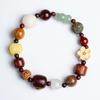 Multicolored Chalcedony Gourd Bracelet with Eighteen Handmade Prayer Beads and Five Sutras