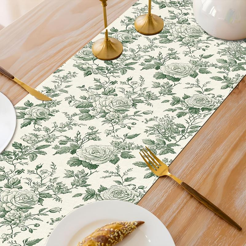 Vintage Golden Floral Table Runner, Dining Table Decoration, Home Decor Tablecloth Women's clothing
