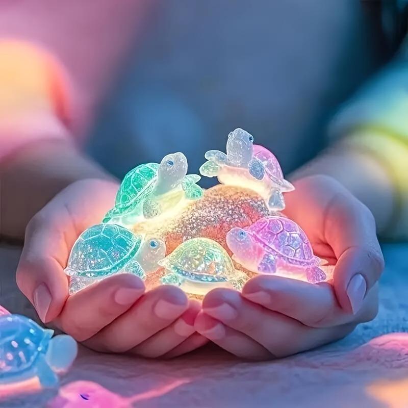 10Pcs luminous 3D turtle ornament, colorful translucent plastic ornament, suitable for DIY handicrafts and party gifts