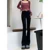 Flared pants, high-waisted jeans, women's spring and autumn new slightly stretched and thin floor-mopping horseshoe pants