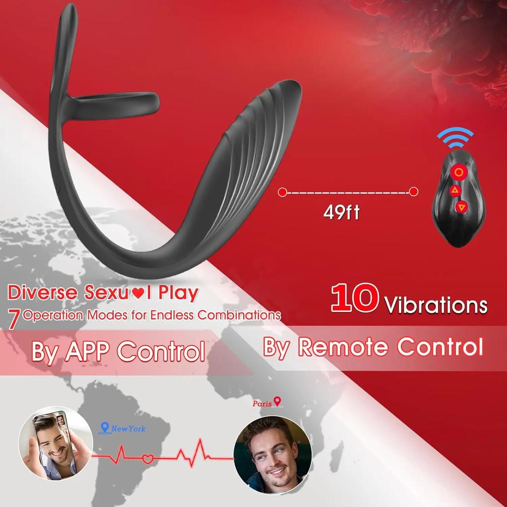 Vibrating Prostate Massager With Cock Ring Adjustable Penis Ring with Butt Plug APP Remote Control Adlut Sex Toys for Men Gay