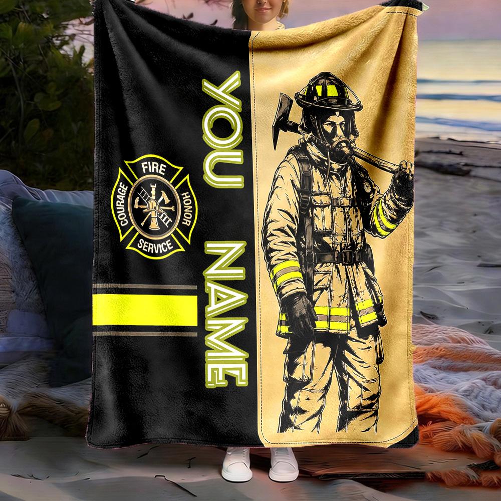 Outdoor Customize Blanket Firefighter Theme Comfortable Soft Lightweight Allseason Multipurpose Blanket For Travel Camping Picnic Sofa Office Bed