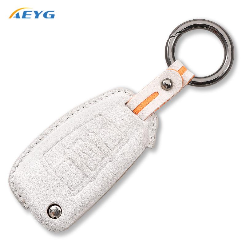 Leather Suede Style Car Key Case Cover Shell for A3 8L 8P A4 B6 B7 B8 A6 C5 C6 4F RS3 Q3 Q7 TT 8L 8V S3 Key Fob Accessories