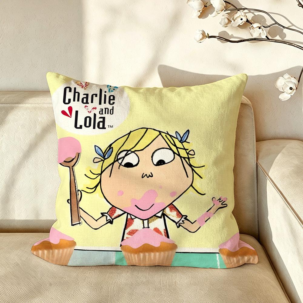 Anime CCharlie aand LLola Cushion Cover Pillow Case Antidustmite Pillowcase Silky Short Plush Sofa Cushion Cover hot