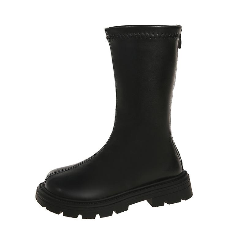 Mädchenstiefel Winter Neu Mädchen Mid-Top Stiefel Vielseitige Plüsch Kinderstiefel Mode Mädchen Langschaftstiefel Rutschfeste Mädchenschuhe
