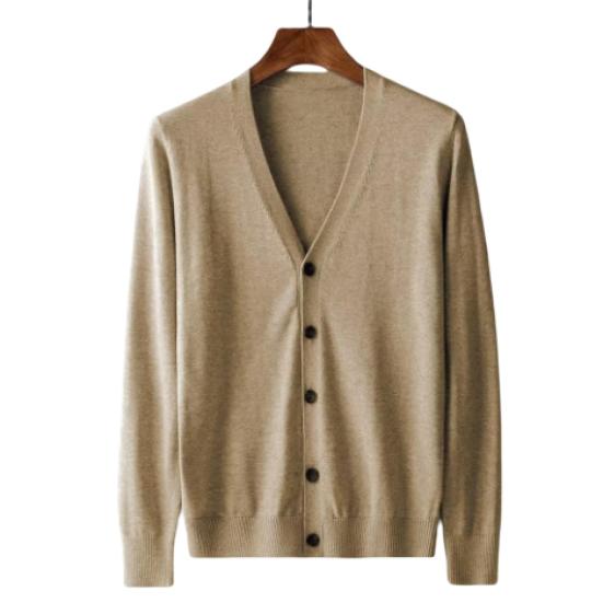 Men Cardigan Long Sleeve V-neck Slim Fit Single-breasted Solid Color Keep Warm Knitwear Spring Autumn Male Sweater Knitted Coat Daily Wear