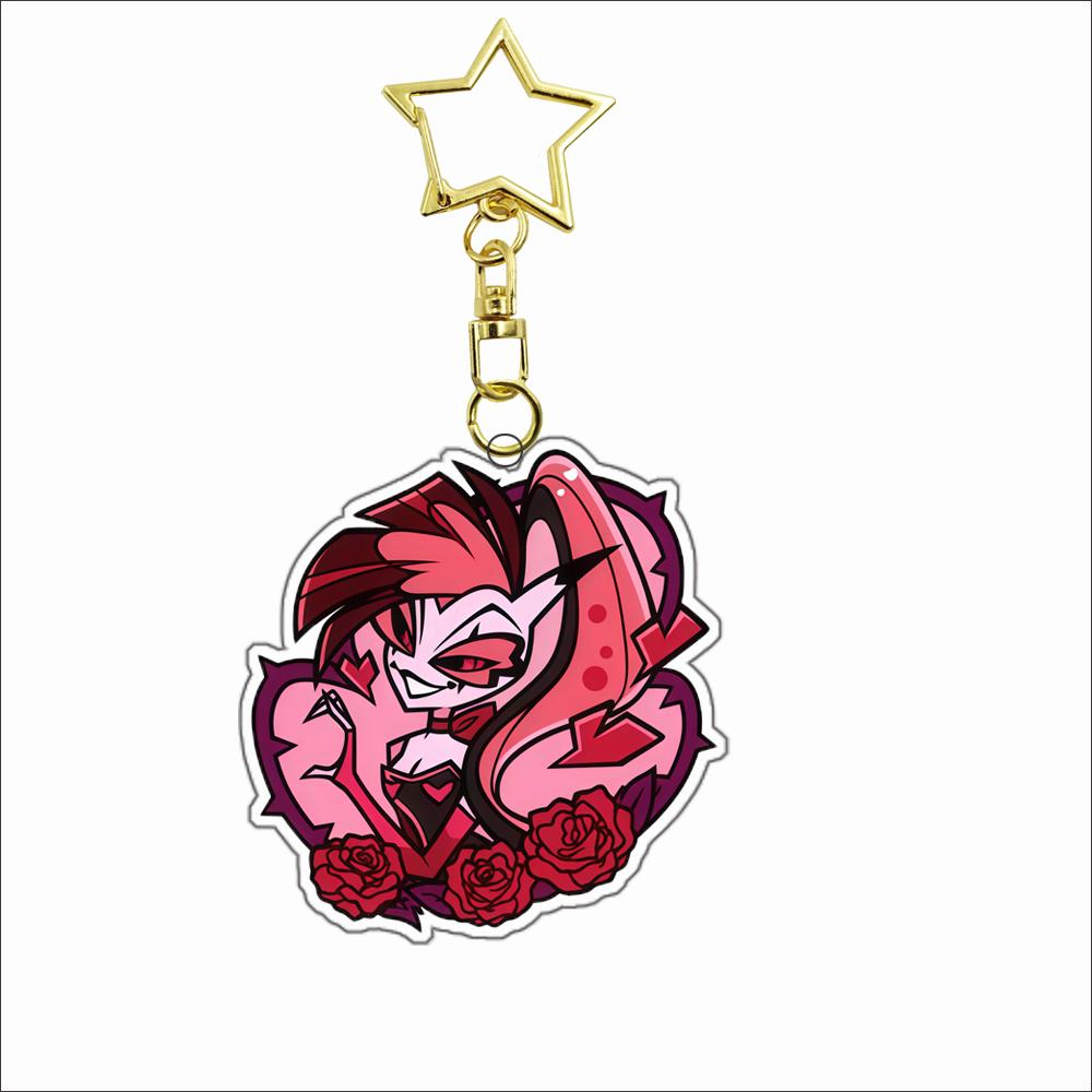 Acryl Schlüsselanhänger für Helluva Boss Verosika Mayday Satan Emberlynn Pinkle Ozzie Loona Glitz Glam Anime Acryl Schlüsselanhänger Anhänger