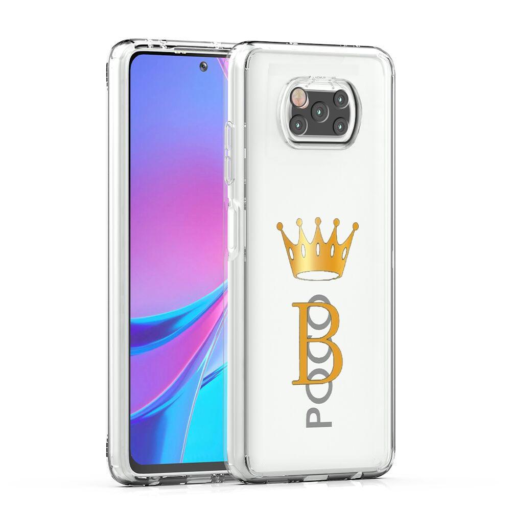 Phone Case For Xiaomi Poco X6 X5 NFC X3 F6 F5 Pro F4 F3 M3 14 13T 12T 12 13 Lite 11 Mi 5G Clear Cover Crown Letter A To b