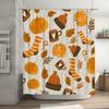 Autumn Harvest Charm: Festive Pumpkin, Knit Hats, and Leaves Pattern Shower Curtain for a Cozy Fall Bathroom Décor