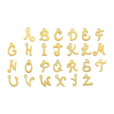 Hochglanzpolierter Edelstahl A-Z Buchstabenanhänger für DIY-Schmuck