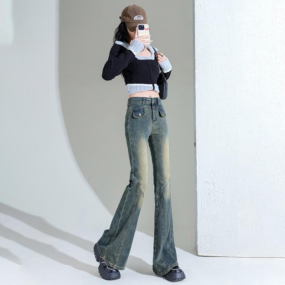 American personalized high street micro-speaker jeans women's autumn 2025 new design niche jeans