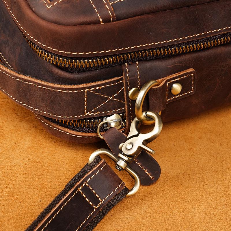 Borsa a tracolla e a spalla da uomo in vera pelle retrò - Borsa da viaggio in pelle Crazy Horse