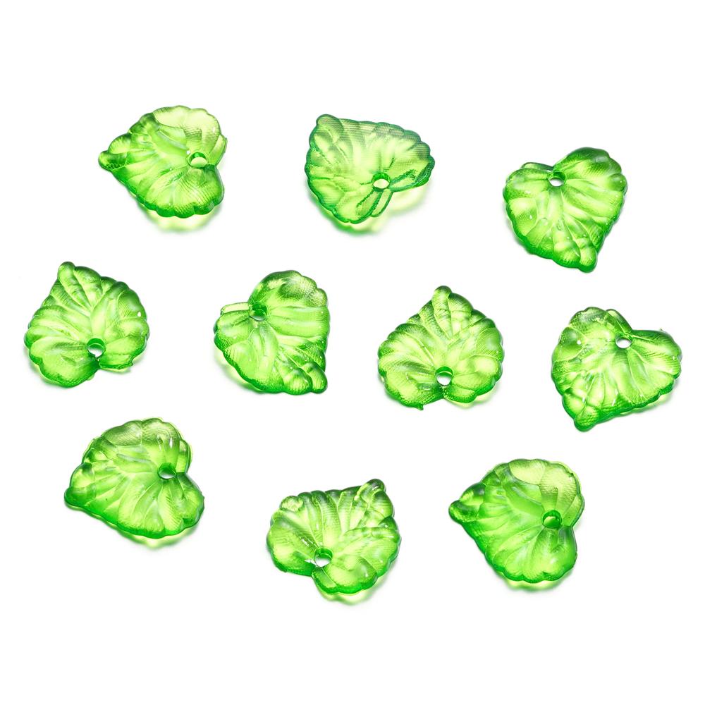 10-100pcs Green Acrylic Leaf Charms Leaves Beads Pendants For Diy Necklace Bracelet Earrings Jewelry Making Handmade Crafts