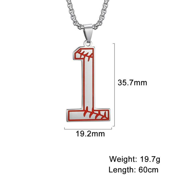 My Shape Baseball Pattern Number Pendant Necklace For Men Sport Basketball Figure Stainless Steel Necklaces Fashion Male Jewelry
