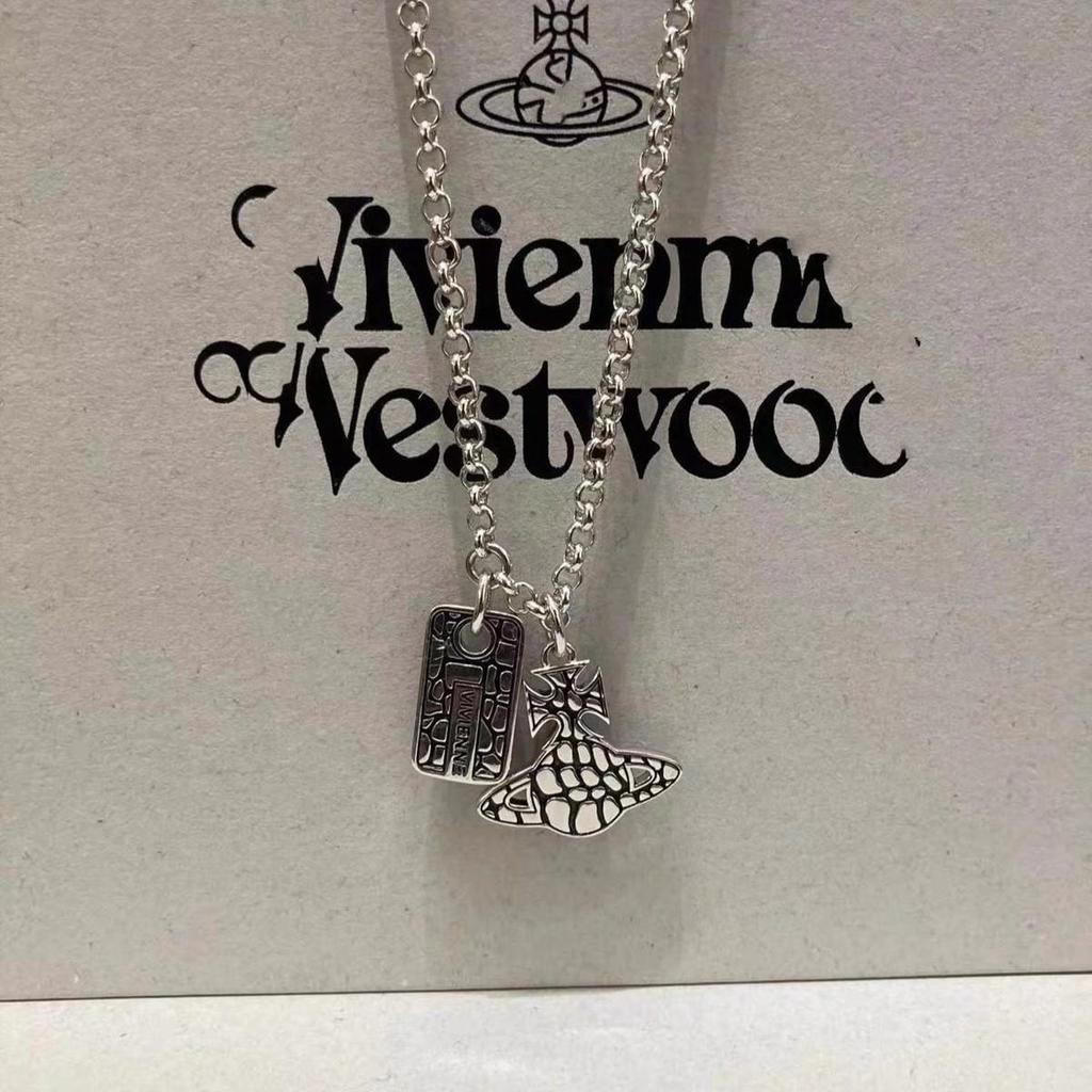 Empress Dowager Saturn Necklace: Crack Titanium Steel Square Plate for Men & Women, Winter Sweater Chain, Punk Style