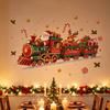 Kids Room Christmas Ornament Train Wall Sticker, Santa Claus Reindeer Decals, Self Adhesive Festive Stickers Murals, Removable PVC Art Decor for Home