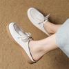 Fashion New Cow Suede Summer Slippers Cover Toe Slippers for Women Fashion Round Toe Lace Mules Shoes Ladies Shoes Flat Shoes Slippers