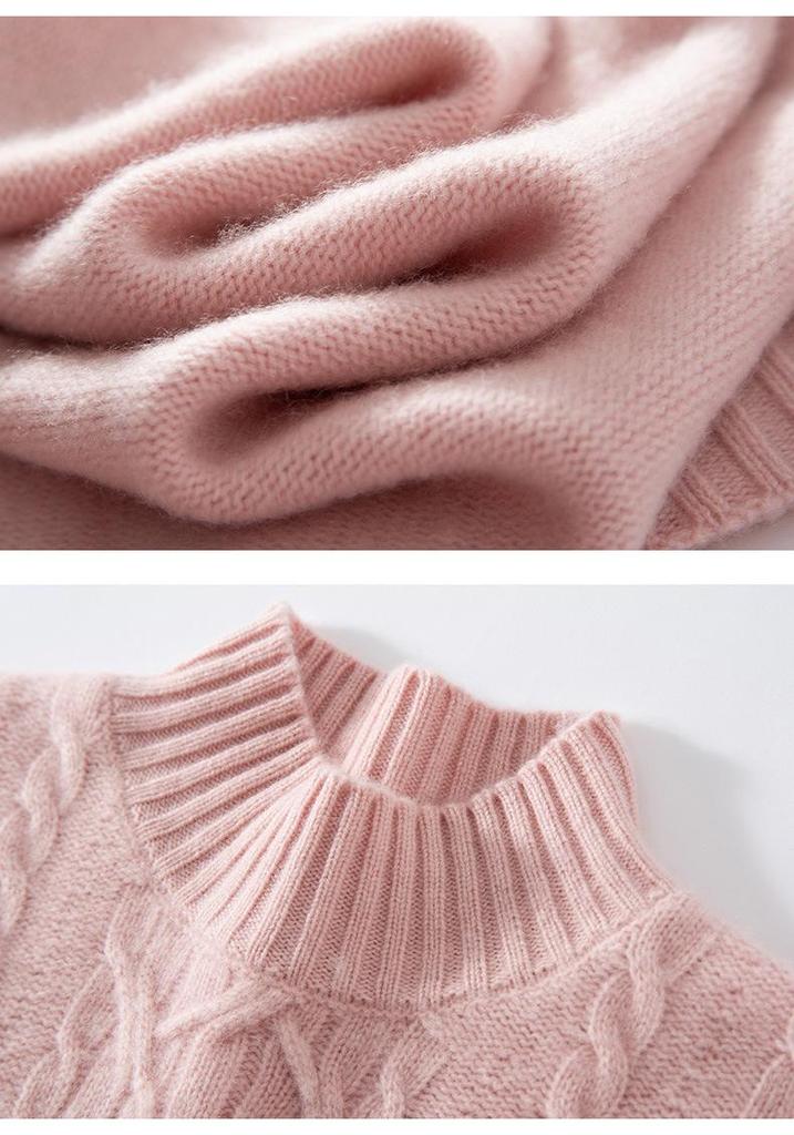 High Neck Cashmere Knit Women's Slimming Sweater - Autumn & Winter Fashion
