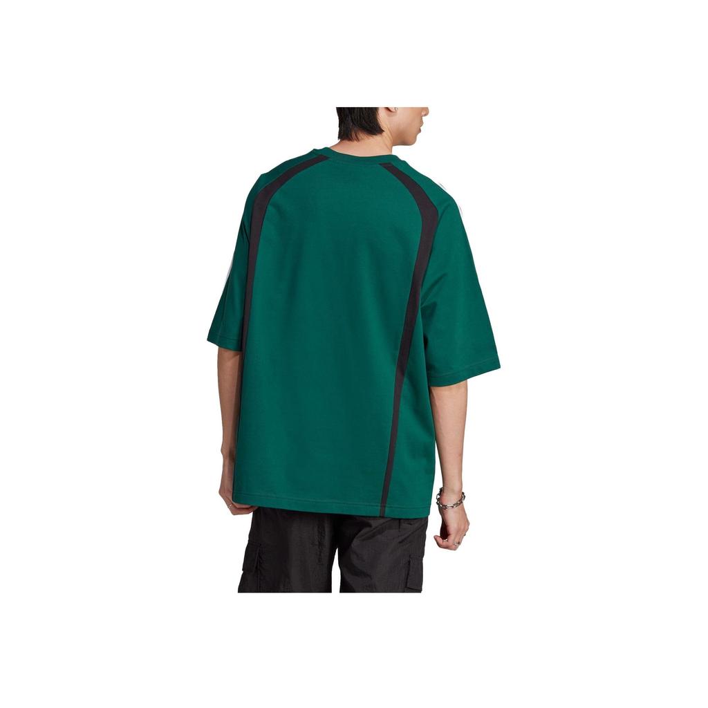 Adidas Originals Trefoil Three-Stripe Logo Embroidered Loose Fit Crewneck T-Shirt Men Tops Green IW3638