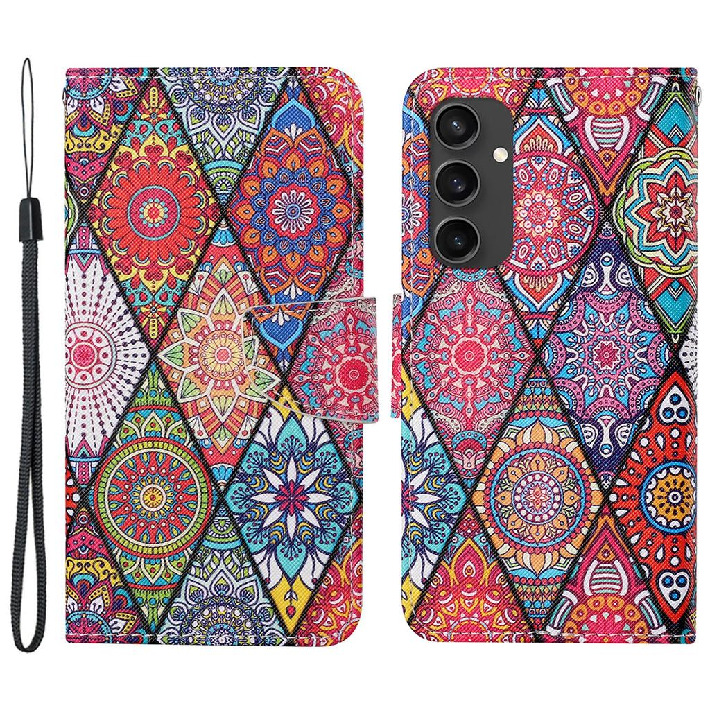 Etui dla Samsunga Galaxy S24 FE z nadrukiem wzoru Ochronne skórzane etui folio na telefon