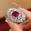 Copper Ring Jewelry Female Emerald Red Corundum High Sense Bright Shine