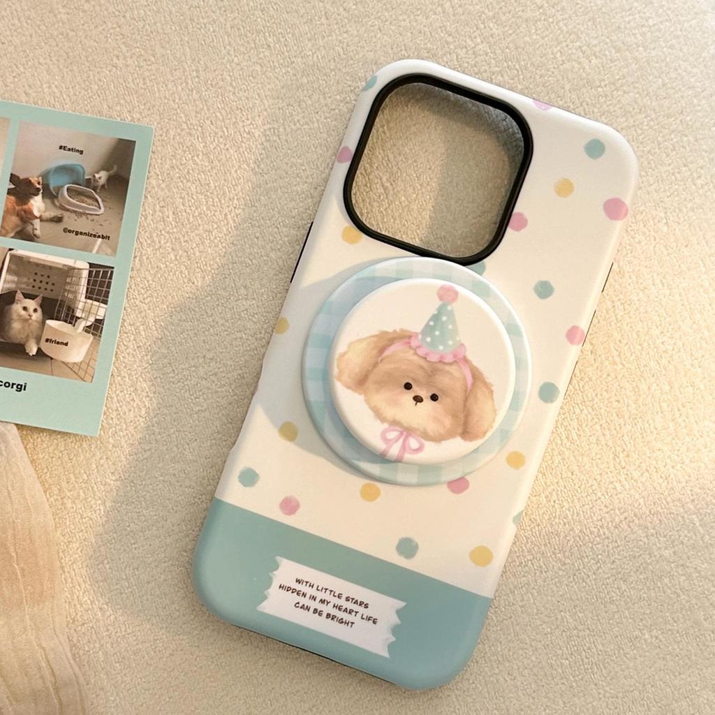 Cartoon Puppy Magnetic Holder Phone Case for Apple Phones