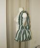 A By A Linen Stripe Shirred Bucket Bag Green