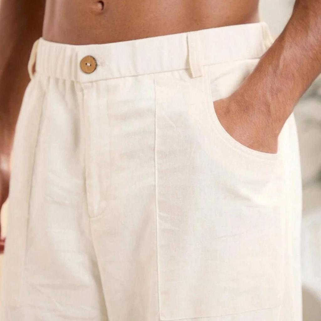 Men's Solid Color Cotton Linen Trousers Men's Casual Fashionable Cotton Linen Trousers
