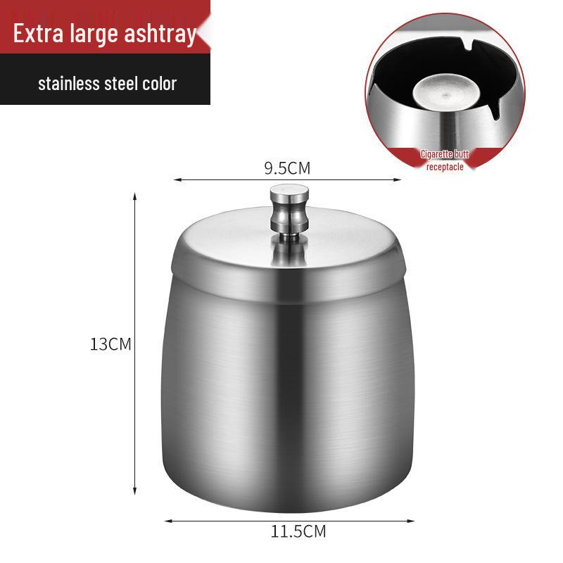 Thickened Stainless Steel Ashtray with Lid for Home, Cafe, or Hotel