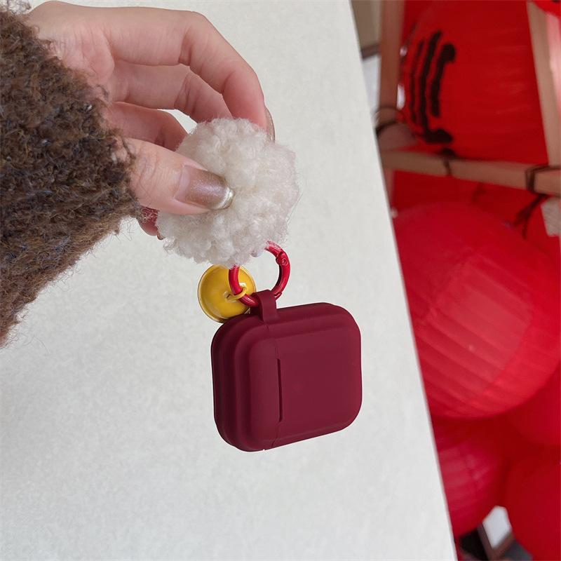 Ins Simple Solid Color Hairball Suitable for AirPods 1 Generation Protective Case Second Generation 1 Generation Pro1 Apple Bluetooth Headset Case