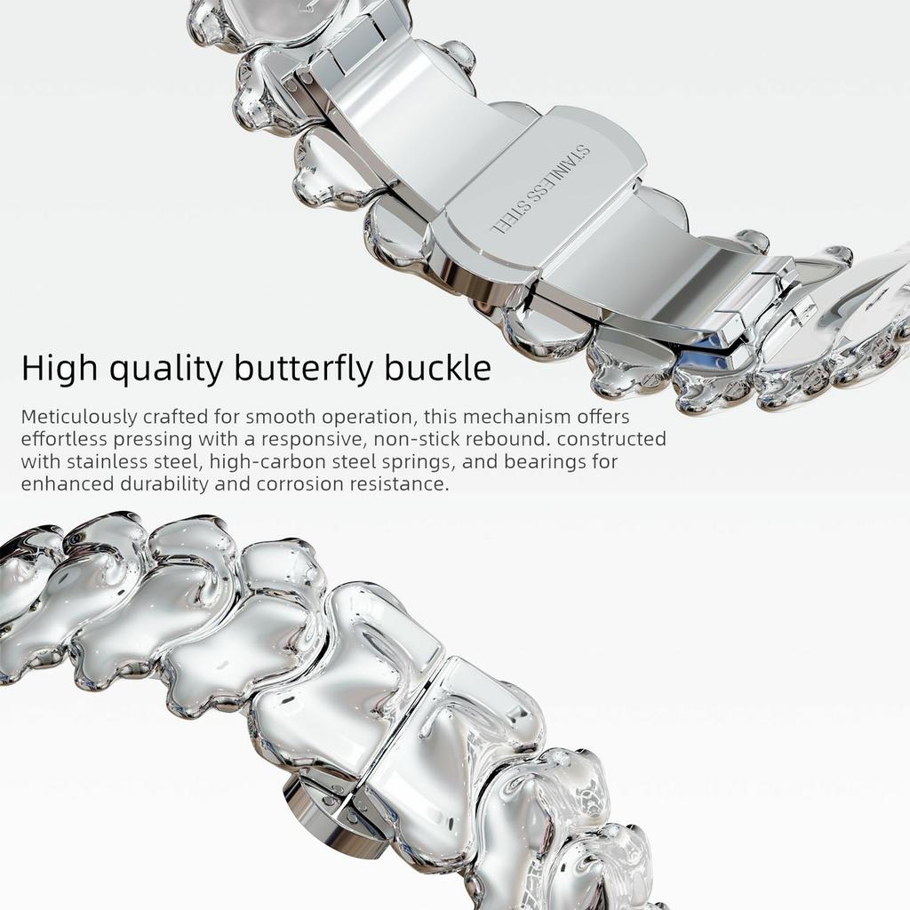 22mm Spine Design Zinc Alloy Strap for Huawei Watch GT 6/5/5 Pro/4 46mm Watch Band with Butterfly Clasp