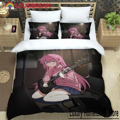 Estampa de Arte de Rocha Solitária de Menina de Anime Conjunto de Roupa de Cama de Três Peças Artigo Crianças ou Adultos para Camas Capas de Edredom Fronhas Roupa de Cama