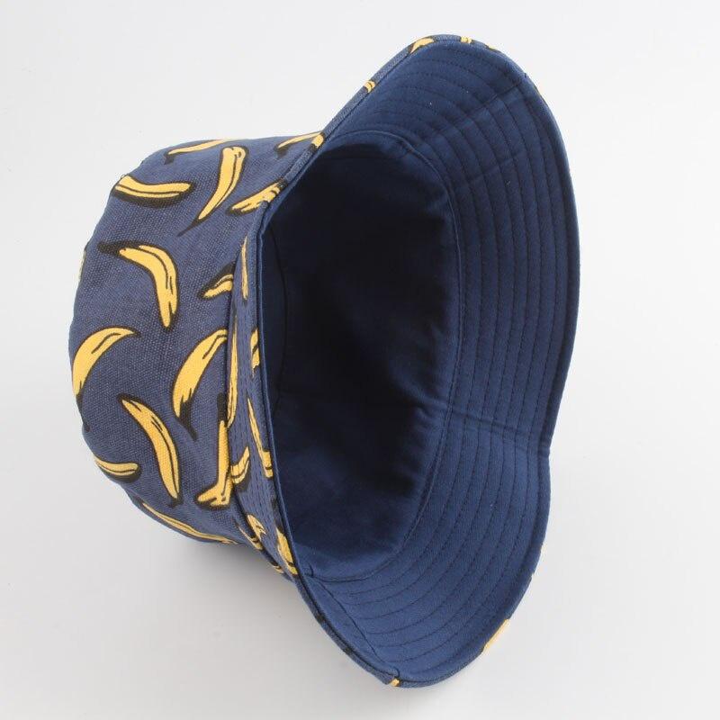 Doppelseitiger Fischerhut für Herren und Damen Sommer Fischerhut mit Bananenprint Unisex Hut Hip Hop Anglerhut