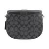 Coach Georgie 21 Color Block Studded Calfskin Saddle Bag Women Shoulder Bag Black C3593-SVS3L