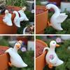 3 Pcs Cute Climbing Duck Garden Statue Funny Resin White Goose Flower Pot Hugger Outdoor Hanging Animal Figurine for Home Garden Patio Lawn Yard