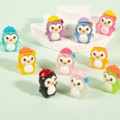 1 szt. Kreatywny Świecący Pingwin Miniaturowe Figurki Śliczne DIY Dekoracja Domu Kreskówkowy Pingwin Ozdoby na Biurko Małe Prezenty
